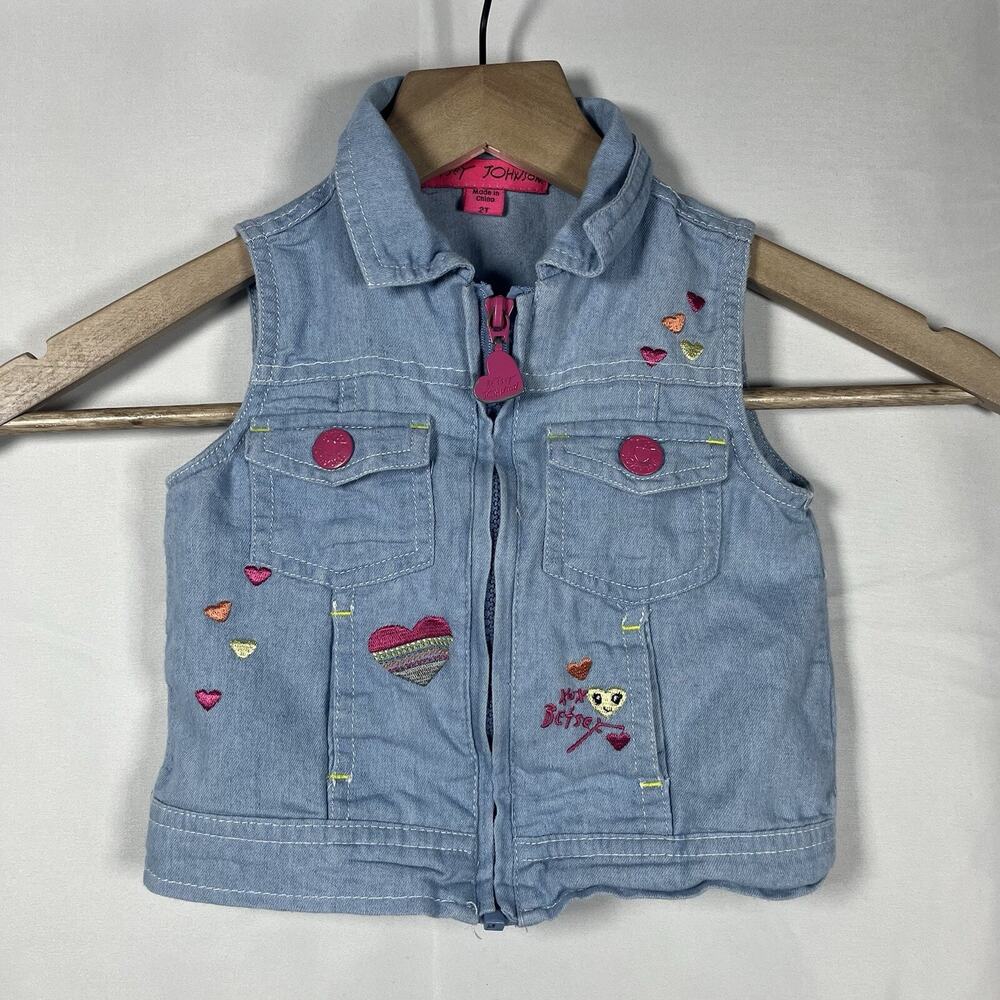 Betsey Johnson toddler embroidered vest size 2T zip front lightweight casual